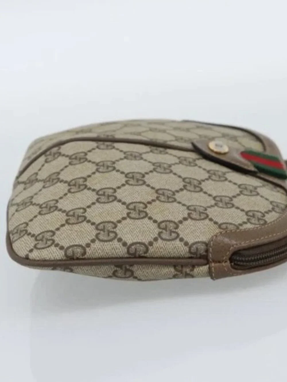 GUCCI GG Supreme Web Sherry Line Bag PVC Beige Gold 68 02 047 Auth ep14991